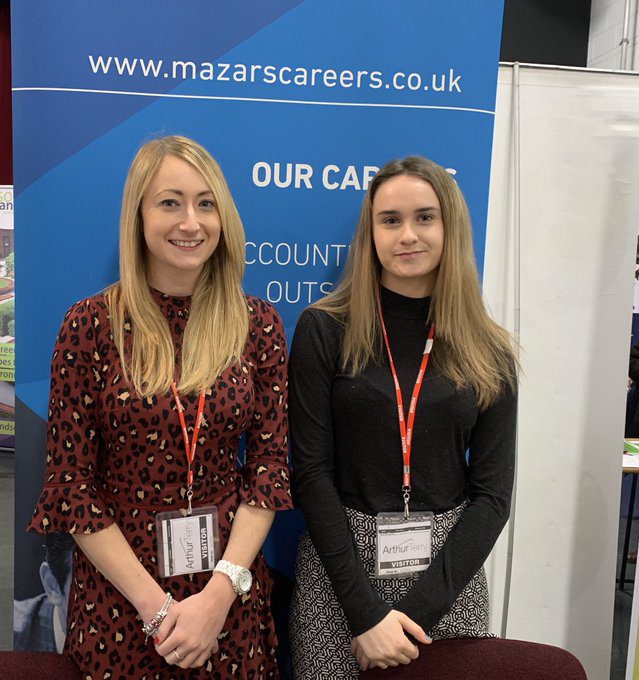 Former pupils Laura Thursfield and Kelly Clayton, who now work at major accountancy firm Mazars, exhibited at the Arthur Terry Careers Fair.