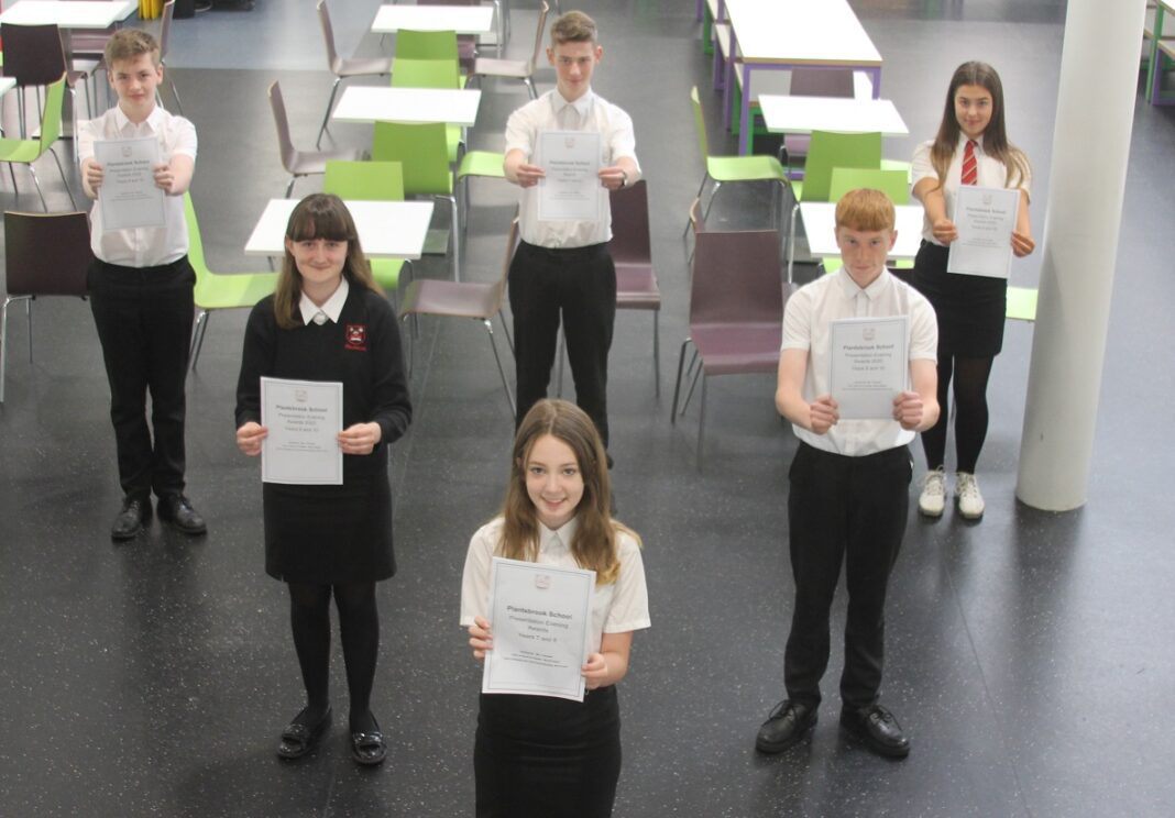 Plantsbrook School lockdown legends Aidan Hopkins, Elliot Spence, Megan McLaren, Poppy Phipps, Sam Hay and Ava Martin.