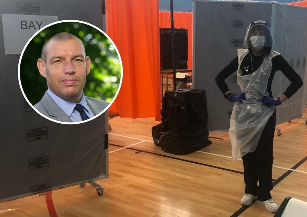 The testing centre in the sports hall at Plantsbrook School has been testing the children of key workers and staff so far.