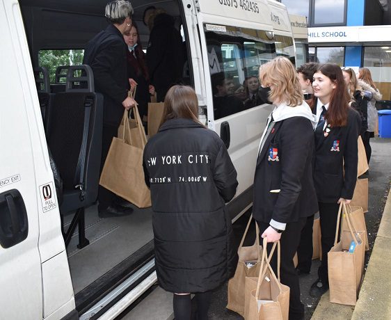 The hampers are loaded ready for delivery.