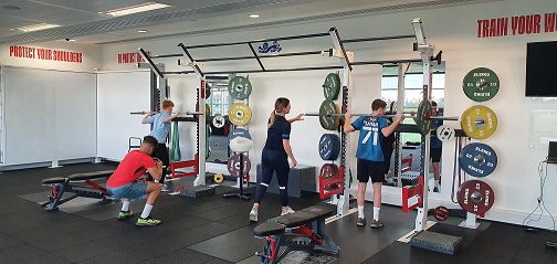 The students saw how experts assess the England players’ fitness.