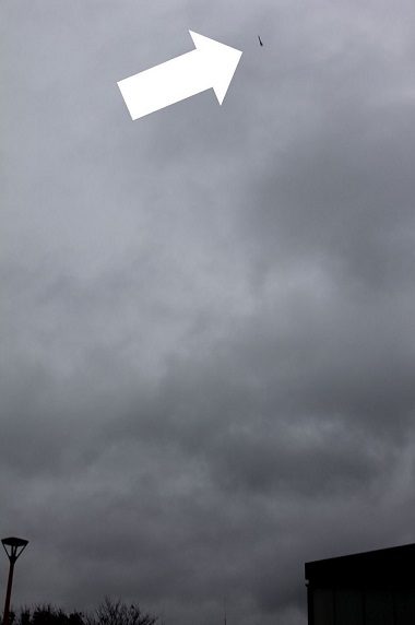Navy visit Stockland Green School: One of the flares soars above the school buildings.