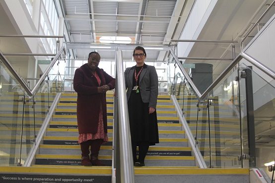 MP visits Stockland Green School - Paulette Hamilton with Stockland Green head of School Rebecca Goode.