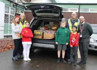 Mere Green Primary students donate hundreds of items to food bank Mere Green students hand the donated items over to volunteers from Hope Food North Birmingham.