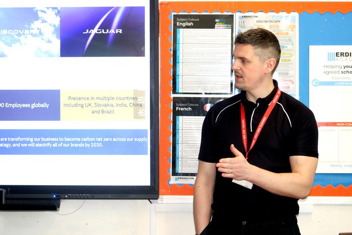 JLR visits Erdington Academy: Students benefited from presentations by JLR visitors, gaining insight into pathways within the automotive and engineering sectors.