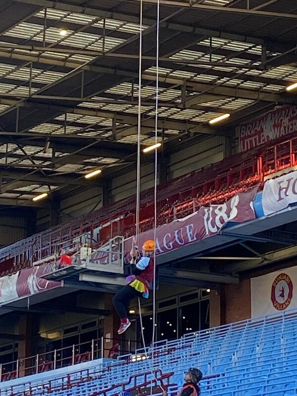 Villa fan and Erdington Academy thrill seeker Julie Colvin abseiled from the Holte End, raising £350 for the Aston Villa Foundation.